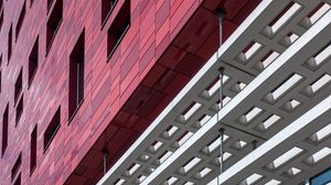 Preview wallpaper building, architecture, facade, red, white