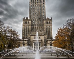 Preview wallpaper building, architecture, fountain, trees