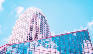 Preview wallpaper building, architecture, glass, reflection, clouds