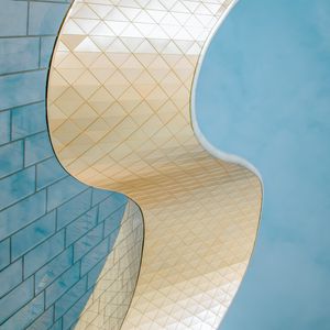 Preview wallpaper building, architecture, glass, curves, bottom view