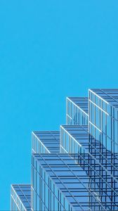 Preview wallpaper building, architecture, glass, sky, bottom view, blue