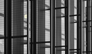 Preview wallpaper building, architecture, glass, mesh, black and white