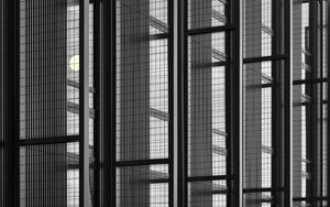 Preview wallpaper building, architecture, glass, mesh, black and white