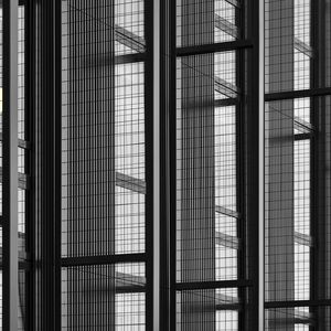 Preview wallpaper building, architecture, glass, mesh, black and white