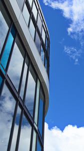 Preview wallpaper building, architecture, glass, sky, blue, bottom view