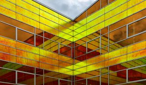 Preview wallpaper building, architecture, glass, reflection, yellow