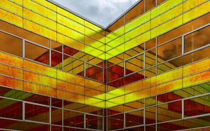 Preview wallpaper building, architecture, glass, reflection, yellow