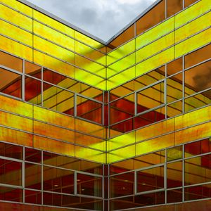 Preview wallpaper building, architecture, glass, reflection, yellow