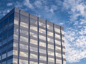Preview wallpaper building, architecture, glass, clouds, reflection