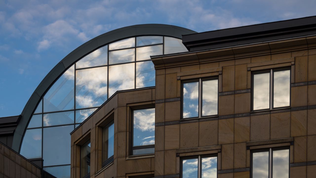 Wallpaper building, architecture, glass, windows, reflection