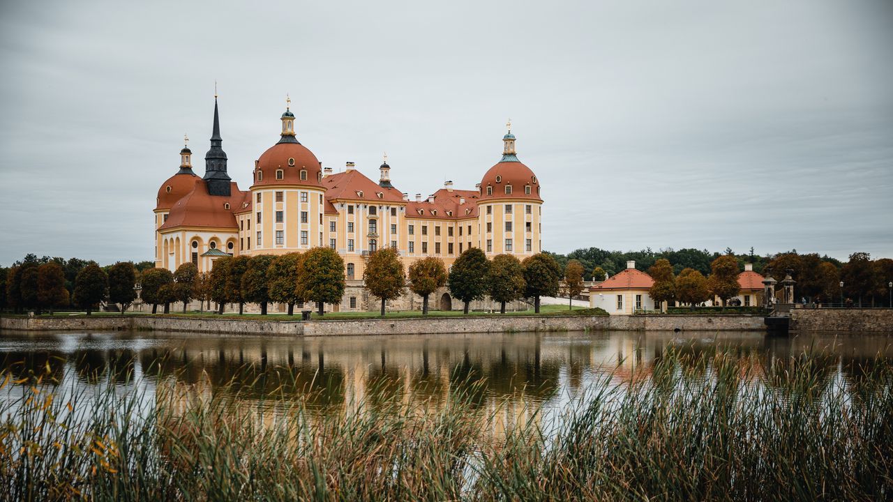 Wallpaper building, architecture, lake, trees