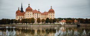 Preview wallpaper building, architecture, lake, trees