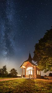 Preview wallpaper building, architecture, light, night, starry sky