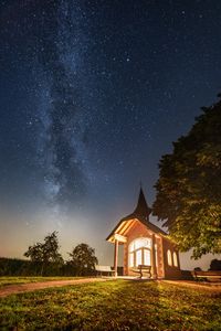 Preview wallpaper building, architecture, light, night, starry sky