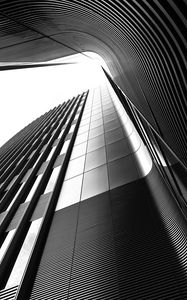 Preview wallpaper building, architecture, lines, curves, black and white