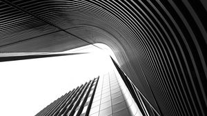 Preview wallpaper building, architecture, lines, curves, black and white