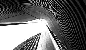 Preview wallpaper building, architecture, lines, curves, black and white