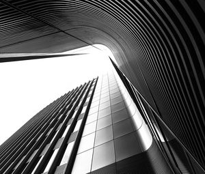 Preview wallpaper building, architecture, lines, curves, black and white