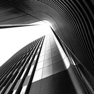 Preview wallpaper building, architecture, lines, curves, black and white