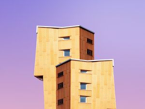 Preview wallpaper building, architecture, minimalism, sky, purple