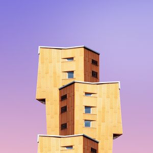 Preview wallpaper building, architecture, minimalism, sky, purple