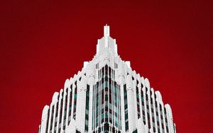 Preview wallpaper building, architecture, minimalism, bottom view, red