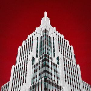 Preview wallpaper building, architecture, minimalism, bottom view, red