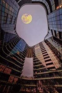 Preview wallpaper building, architecture, moon, sky, bottom view