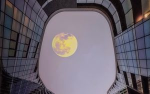 Preview wallpaper building, architecture, moon, sky, bottom view