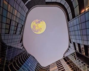 Preview wallpaper building, architecture, moon, sky, bottom view