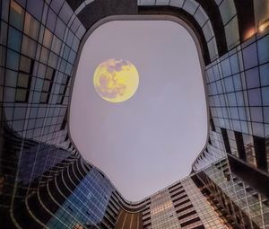 Preview wallpaper building, architecture, moon, sky, bottom view