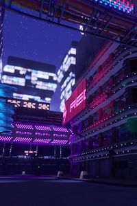 Preview wallpaper building, architecture, neon, backlight, art