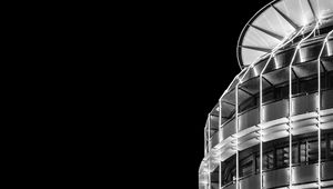 Preview wallpaper building, architecture, night, bw, minimalism