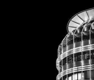 Preview wallpaper building, architecture, night, bw, minimalism