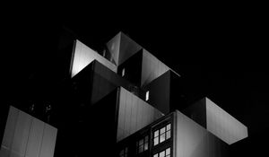 Preview wallpaper building, architecture, night, black, black and white