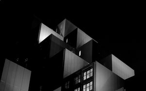 Preview wallpaper building, architecture, night, black, black and white