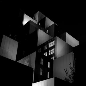 Preview wallpaper building, architecture, night, black, black and white