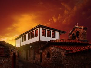 Preview wallpaper building, architecture, old, sunset