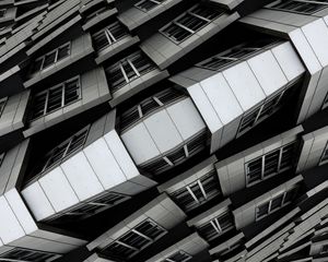 Preview wallpaper building, architecture, reflection, illusion, black and white