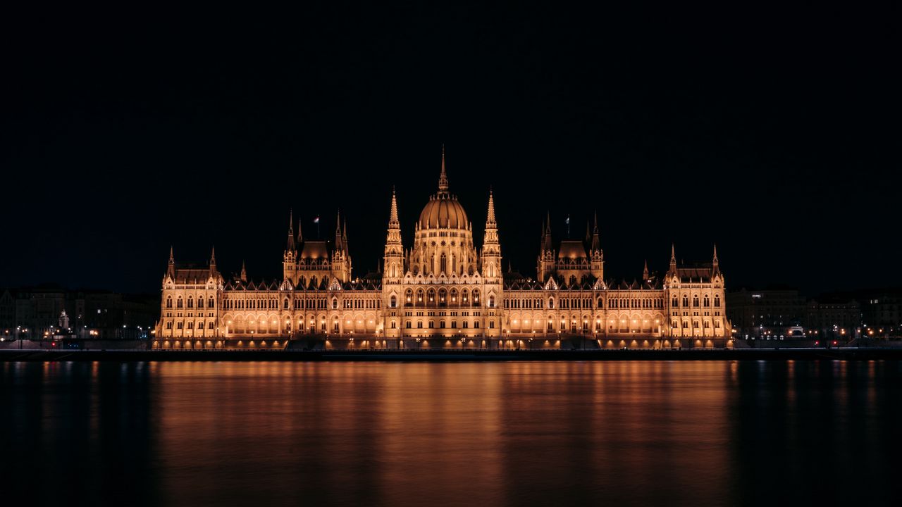 Wallpaper building, architecture, residence, night, budapest