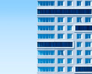 Preview wallpaper building, architecture, sky, minimalism, blue, aesthetic