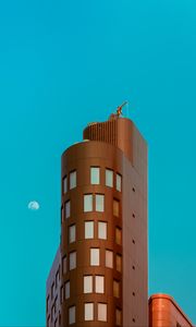 Preview wallpaper building, architecture, sky, moon, minimalism