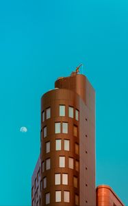 Preview wallpaper building, architecture, sky, moon, minimalism