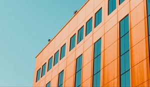 Preview wallpaper building, architecture, sky, minimalism, orange