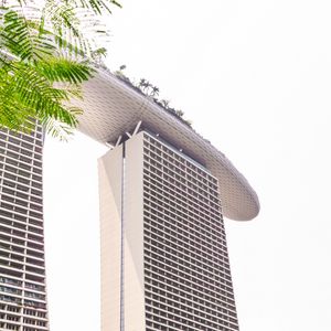 Preview wallpaper building, architecture, skyscraper, palm trees