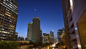 Preview wallpaper building, architecture, skyscraper, road, night