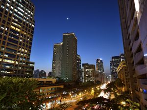 Preview wallpaper building, architecture, skyscraper, road, night