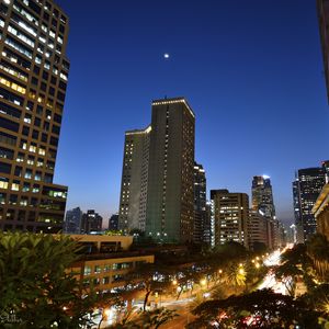 Preview wallpaper building, architecture, skyscraper, road, night