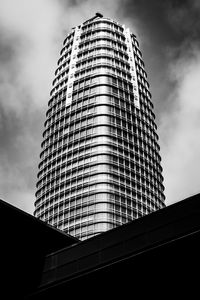 Preview wallpaper building, architecture, skyscraper, bottom view, black and white