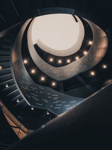 Preview wallpaper building, architecture, spiral, lamps, light